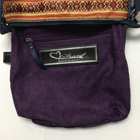 Sharif Moroccan Suede Fringe Leather Crossbody Bag NEW Blue Western Aztec Boho - Picture 10 of 13